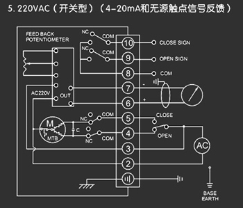 220VAC開關型<a href='http://m.sduq.cn/Product/diefa/diandongdiefa/' target='_blank'>電動<a href='http://m.sduq.cn/Product/diefa/' target='_blank'>蝶閥</a></a>接線圖